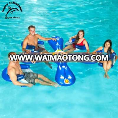 4 Person Inflatable Floating Swimming Pool Drink Water Bar, Inflatable Island Floating Lounge Island Pool Ahh-Qua Bar for Adults